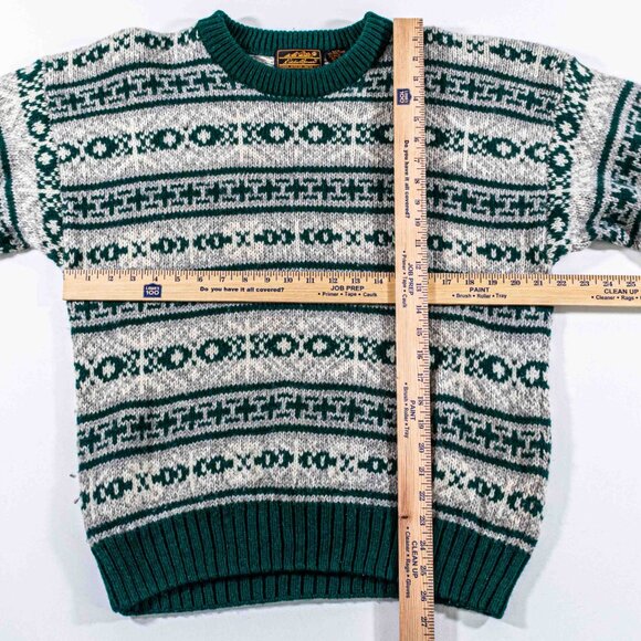 Eddie Bauer Wool Nordic Sweater Men Large L Vintage 90s Fair Isle Knit Gorpcore - Picture 6 of 10